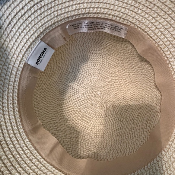 NEW * SONOMA Cream Woven Sun Hat Packable OS - Picture 4 of 6